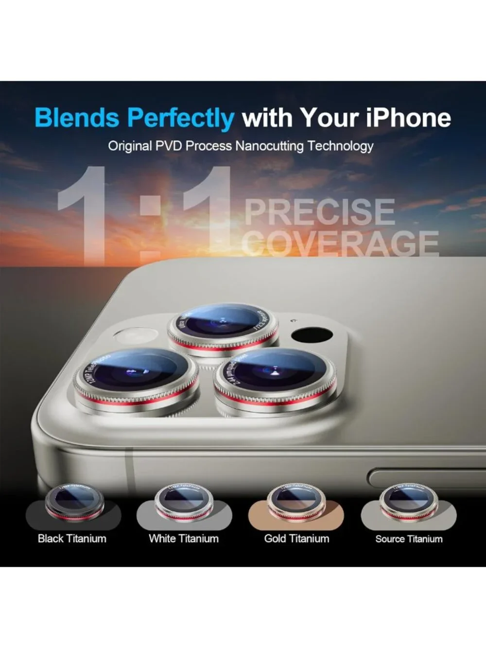 2-Pack Shatterproof Camera Lens Protector for iPhone 16/15/14 Pro Max & Pro, 9H
